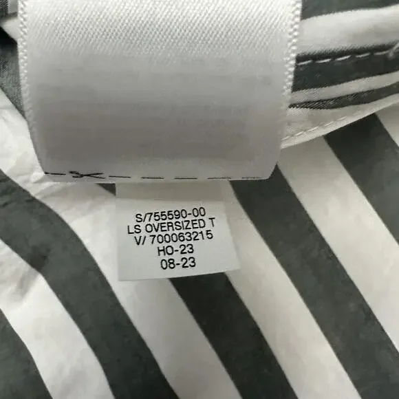 Banana Republic Shirt Womens XXL Gray White Striped Oversized Long Sleeve - Picture 10 of 13